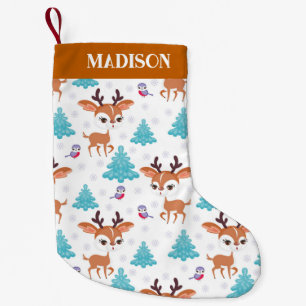 Christmas reindeer pattern small christmas stocking