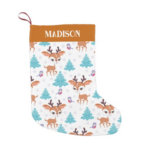 Christmas reindeer pattern small christmas stocking