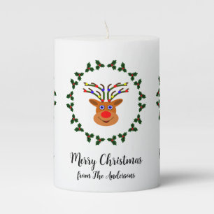 Christmas Reindeer Pillar Candle
