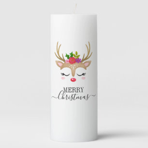 Christmas Reindeer Pillar Candle