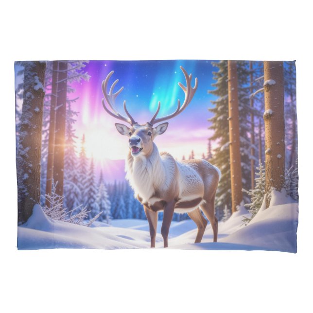 Christmas Reindeer Pillow Case (Front-Left)