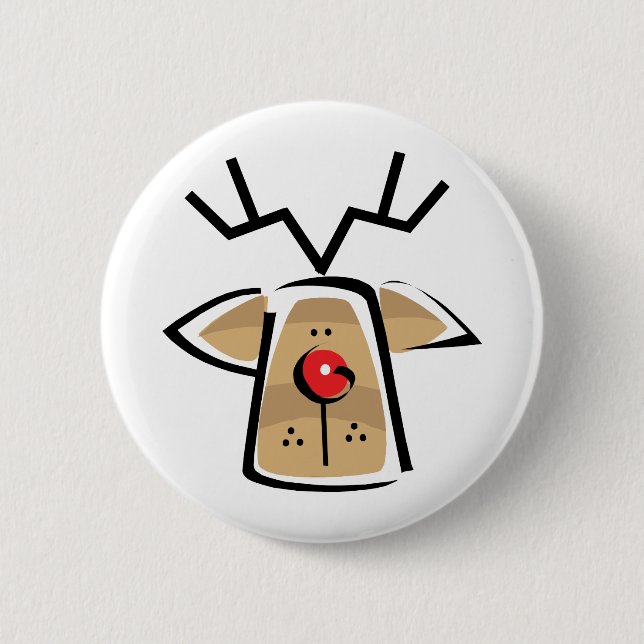 Christmas Reindeer Pinback Button (Front)