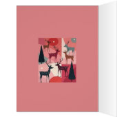 Christmas Reindeer Pink Kitsch Retro Modern Art (Inside (Left))
