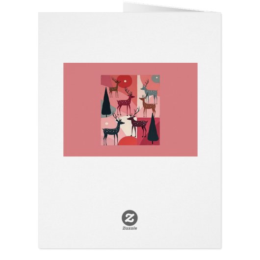 Christmas Reindeer Pink Kitsch Retro Modern Art (Back)