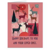 Christmas Reindeer Pink Kitsch Retro Modern Art (Front)
