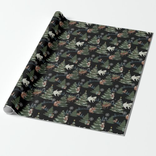 Christmas Reindeer Polar Bear Snowman Fox Gift Wrapping Paper