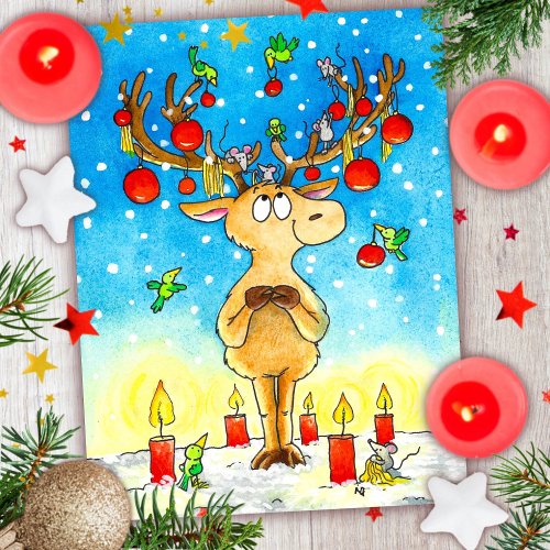 Christmas Reindeer  Postcard