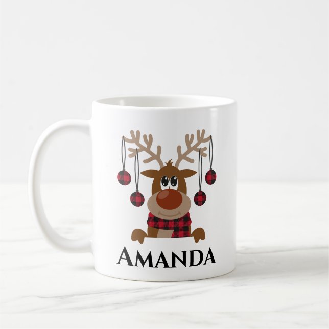 Christmas reindeer red- christmas light coffee mug (Left)