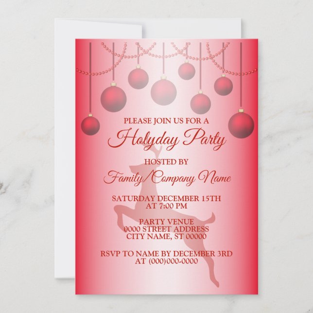 Christmas Reindeer Red Holidays Invitation (Front)