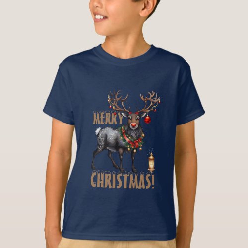 Christmas reindeer Red Nose T_Shirt