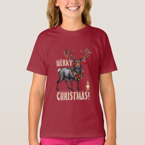 Christmas reindeer Red Nose T_Shirt