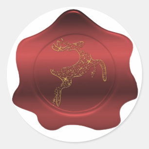 Christmas Reindeer Red Wax Seal Look Sticker