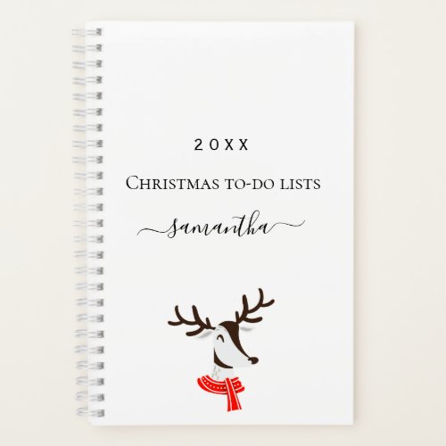 Christmas reindeer red white to do lists name notebook