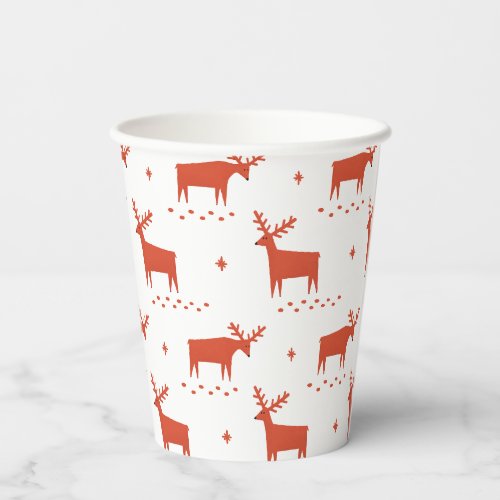 Christmas reindeer Red woodland animal pattern Paper Cups