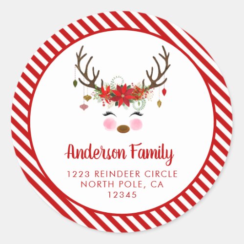 Christmas Reindeer Return Address Label Seal