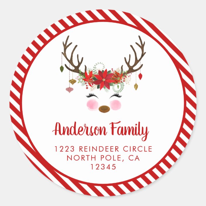 Christmas Reindeer Return Address Label Seal