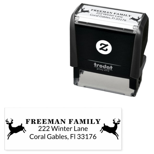 Christmas Reindeer Return Address Stamp (In Situ)