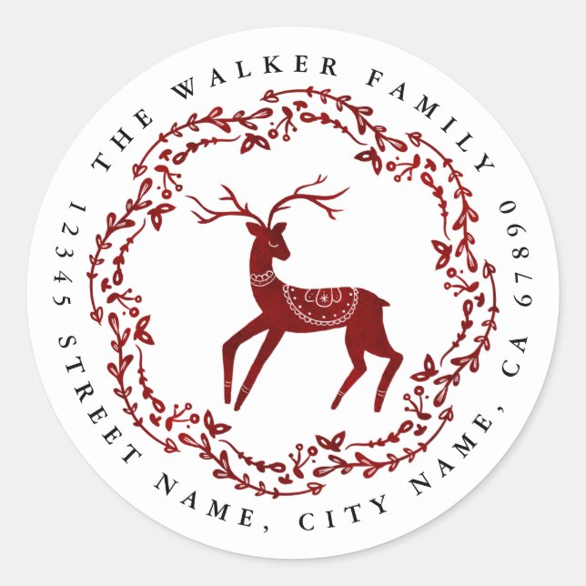 Christmas Reindeer Round Stickers (Front)