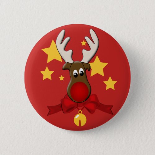 Christmas Reindeer Rudolph Button