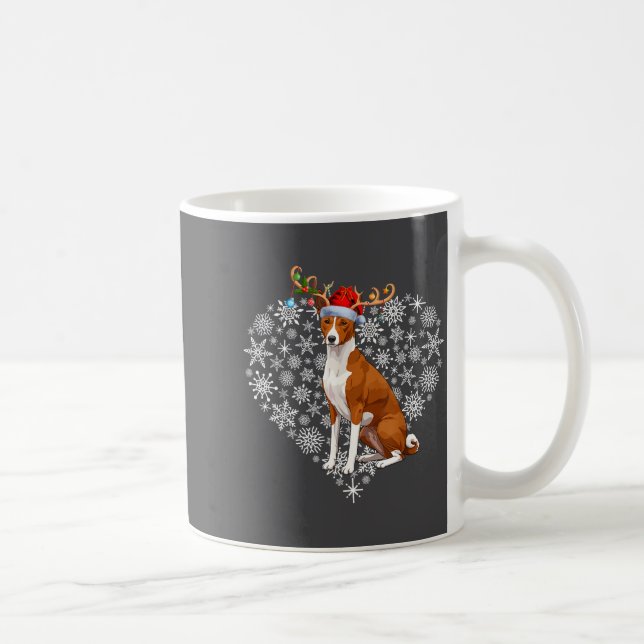 Christmas Reindeer Santa Hat Basenji Lovers Xmas  Coffee Mug (Right)