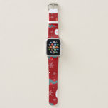 Christmas reindeer, santa, seamless red apple watch band