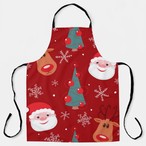 Christmas reindeer santa seamless red apron
