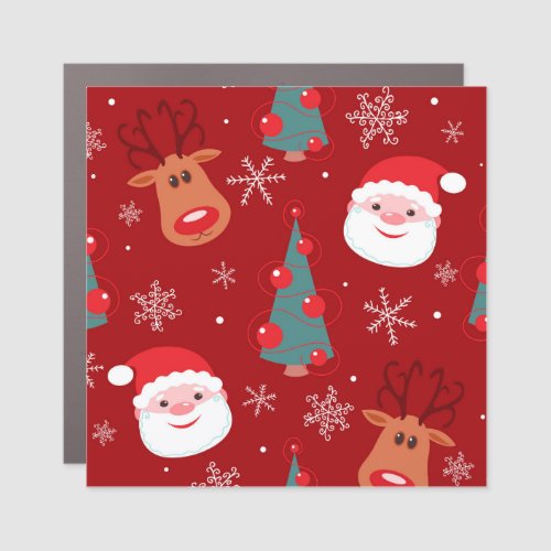 Christmas reindeer santa seamless red car magnet