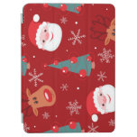 Christmas reindeer, santa, seamless red iPad air cover