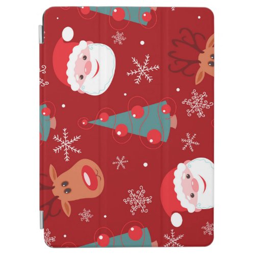 Christmas reindeer santa seamless red iPad air cover