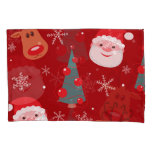 Christmas reindeer, santa, seamless red pillow case