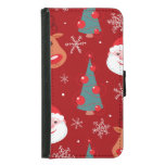 Christmas reindeer, santa, seamless red samsung galaxy s5 wallet case