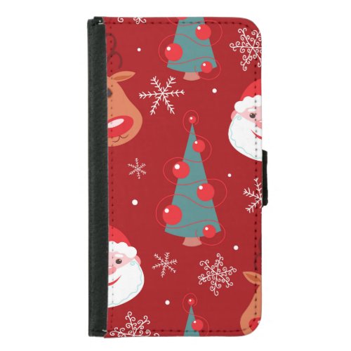 Christmas reindeer santa seamless red samsung galaxy s5 wallet case