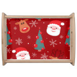 Christmas reindeer, santa, seamless red serving tray
