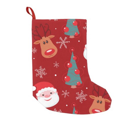 Christmas reindeer santa seamless red small christmas stocking