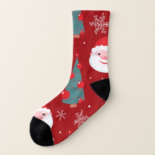 Christmas reindeer santa seamless red socks