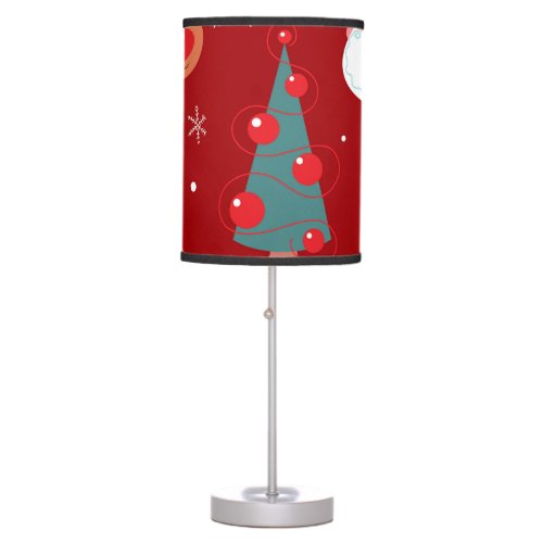 Christmas reindeer santa seamless red table lamp