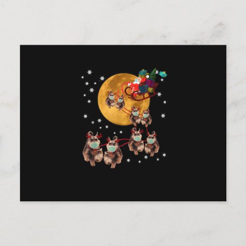 Christmas Reindeer Schnauzer Dog Sleigh Funny xmas Announcement Postcard