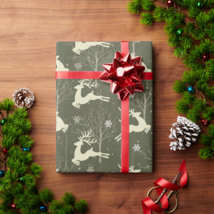 Christmas Reindeer Seamless Pattern Wrapping Paper