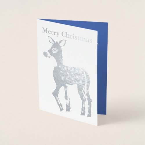 Christmas Reindeer Silver Foil Greeting Card
