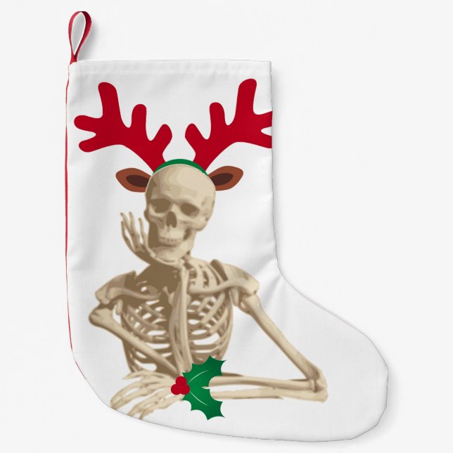 christmas reindeer skeleton small christmas stocking (Front)