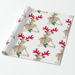 christmas reindeer skeleton wrapping paper