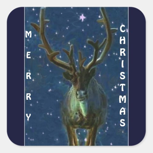 Christmas Reindeer  Snow Flakes Square Sticker