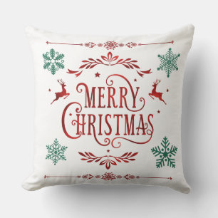 Christmas reindeer snowflake pillow