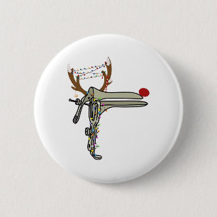 Christmas Reindeer Speculum Nurse Obgyn Obstetrics Button