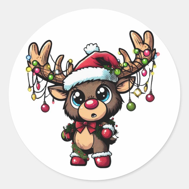Christmas Reindeer Sticker (Front)