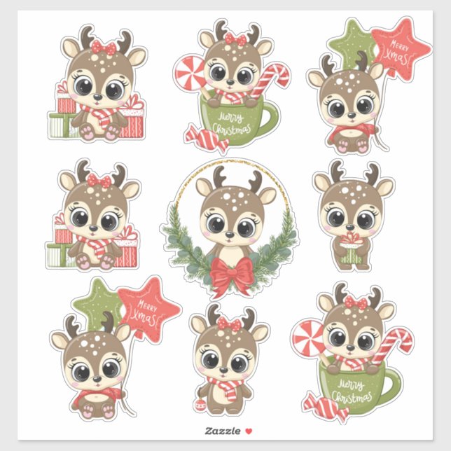 Christmas Reindeer Sticker (Sheet)