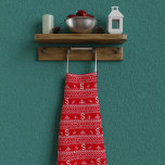 Christmas Reindeer Sweater Pattern Red Apron<br><div class="desc">A nordic sweater inspired christmas apron. I went with a festive red but you can easily change the color. Just add your initial!</div>