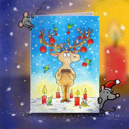 Christmas Reindeer  Thank You Card