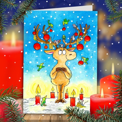 Christmas Reindeer  Thank You Card