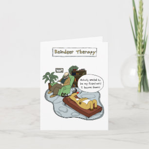 Christmas Reindeer Therapy Funny Holiday Cartoon Card